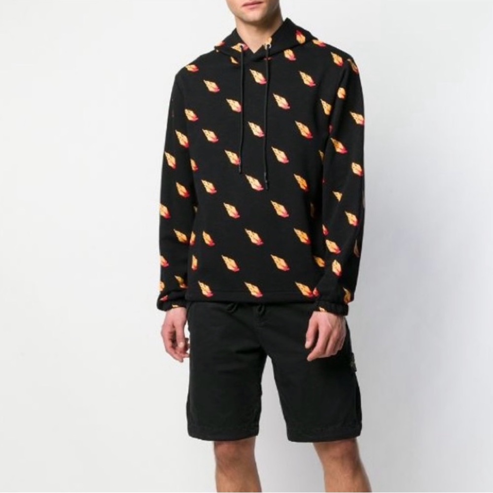 Limited Men’s Small Alexander McQueen MCQ Swallow Flame Printed Hoodie In Black